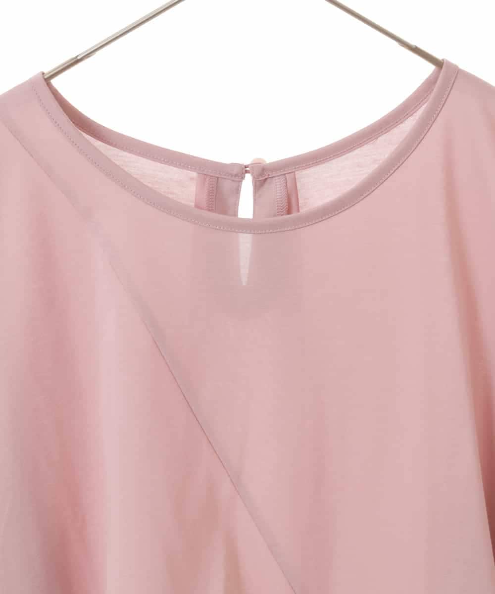 RLKIW32190 HIROKO BIS GRANDE(ヒロコ ビス グランデ) 【大きいサイズ】フロントリボンカットソーTシャツ /洗える ピンク
