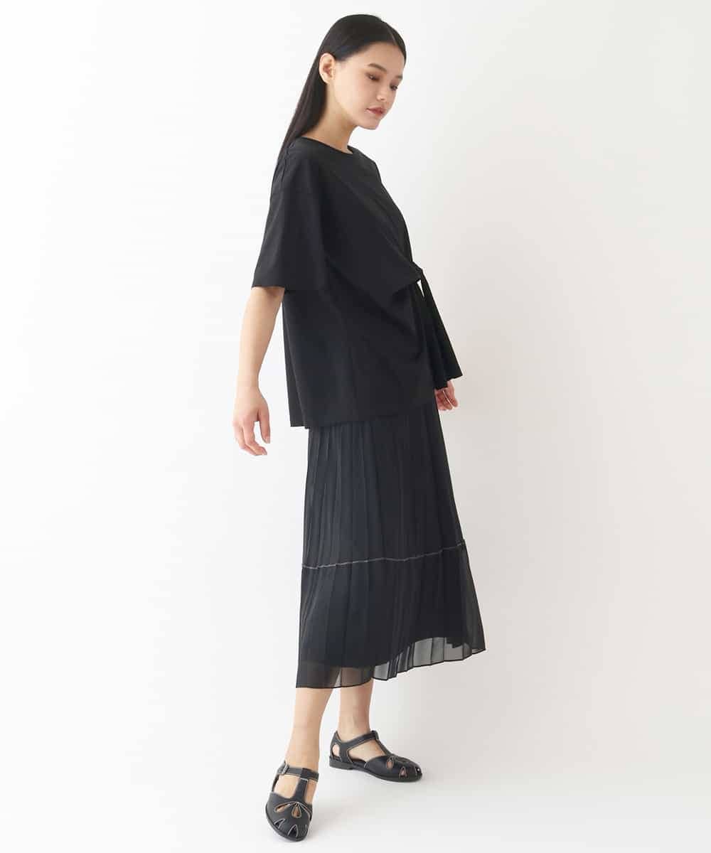 RLKIW32190 HIROKO BIS GRANDE(ヒロコ ビス グランデ) 【大きいサイズ】フロントリボンカットソーTシャツ /洗える ピンク