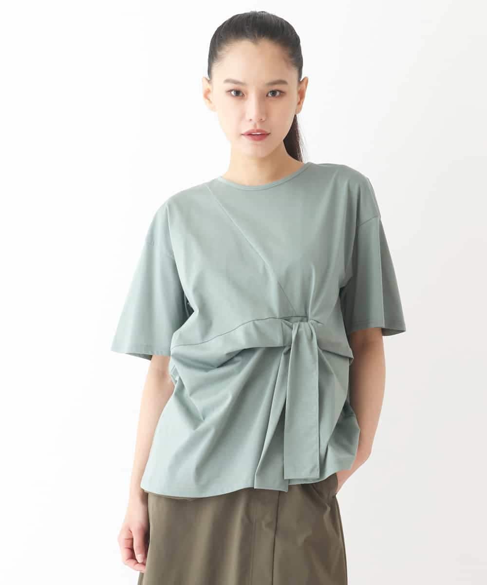 RLKIW32190 HIROKO BIS GRANDE(ヒロコ ビス グランデ) 【大きいサイズ】フロントリボンカットソーTシャツ /洗える ピンク
