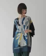 RLKJB11290 HIROKO BIS GRANDE(ヒロコ ビス グランデ) 【先行予約/大きいサイズ】アートプリントデザインチュニック ブルー