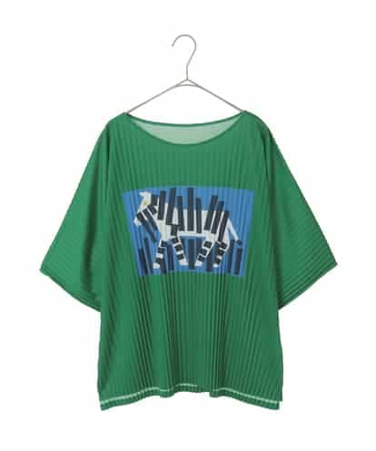 RLKJD05260 HIROKO BIS GRANDE 【大きいサイズ】シマウマプリントプリーツデザインTシャツ