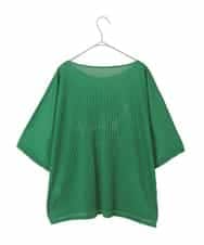 RLKJD05260 HIROKO BIS GRANDE(ヒロコ ビス グランデ) 【大きいサイズ】シマウマプリントプリーツデザインTシャツ グリーン