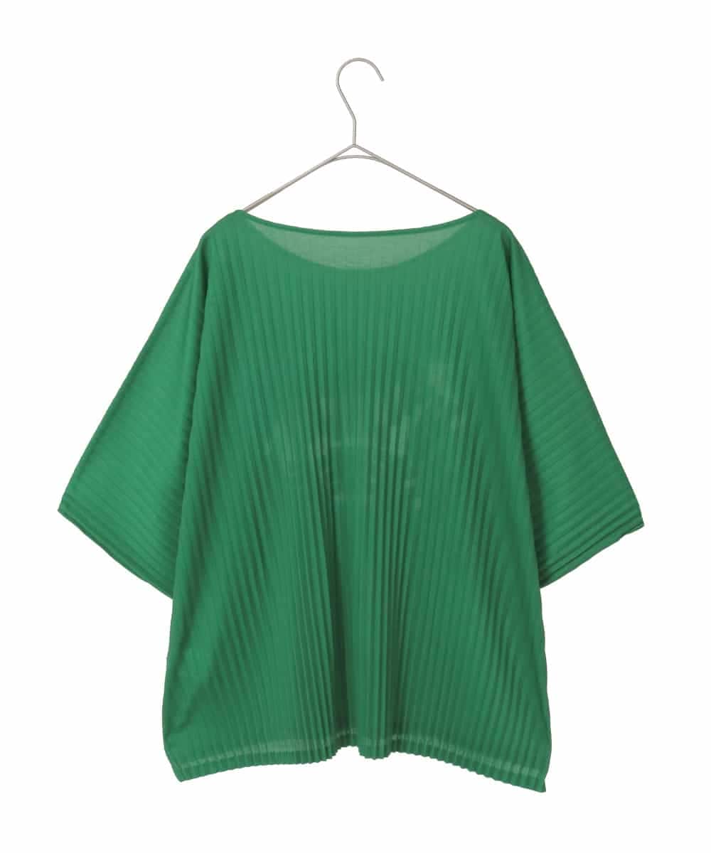 RLKJD05260 HIROKO BIS GRANDE(ヒロコ ビス グランデ) 【大きいサイズ】シマウマプリントプリーツデザインTシャツ グリーン