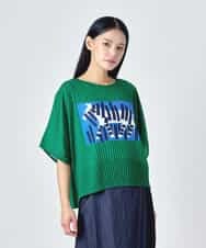 RLKJD05260 HIROKO BIS GRANDE(ヒロコ ビス グランデ) 【大きいサイズ】シマウマプリントプリーツデザインTシャツ グリーン
