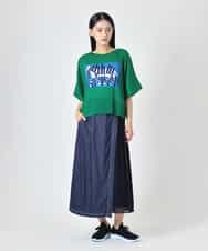 RLKJD05260 HIROKO BIS GRANDE(ヒロコ ビス グランデ) 【大きいサイズ】シマウマプリントプリーツデザインTシャツ グリーン