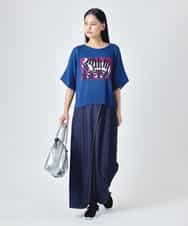 RLKJD05260 HIROKO BIS GRANDE(ヒロコ ビス グランデ) 【大きいサイズ】シマウマプリントプリーツデザインTシャツ グリーン