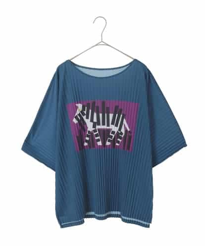 RLKJD05260 HIROKO BIS GRANDE 【大きいサイズ】シマウマプリントプリーツデザインTシャツ