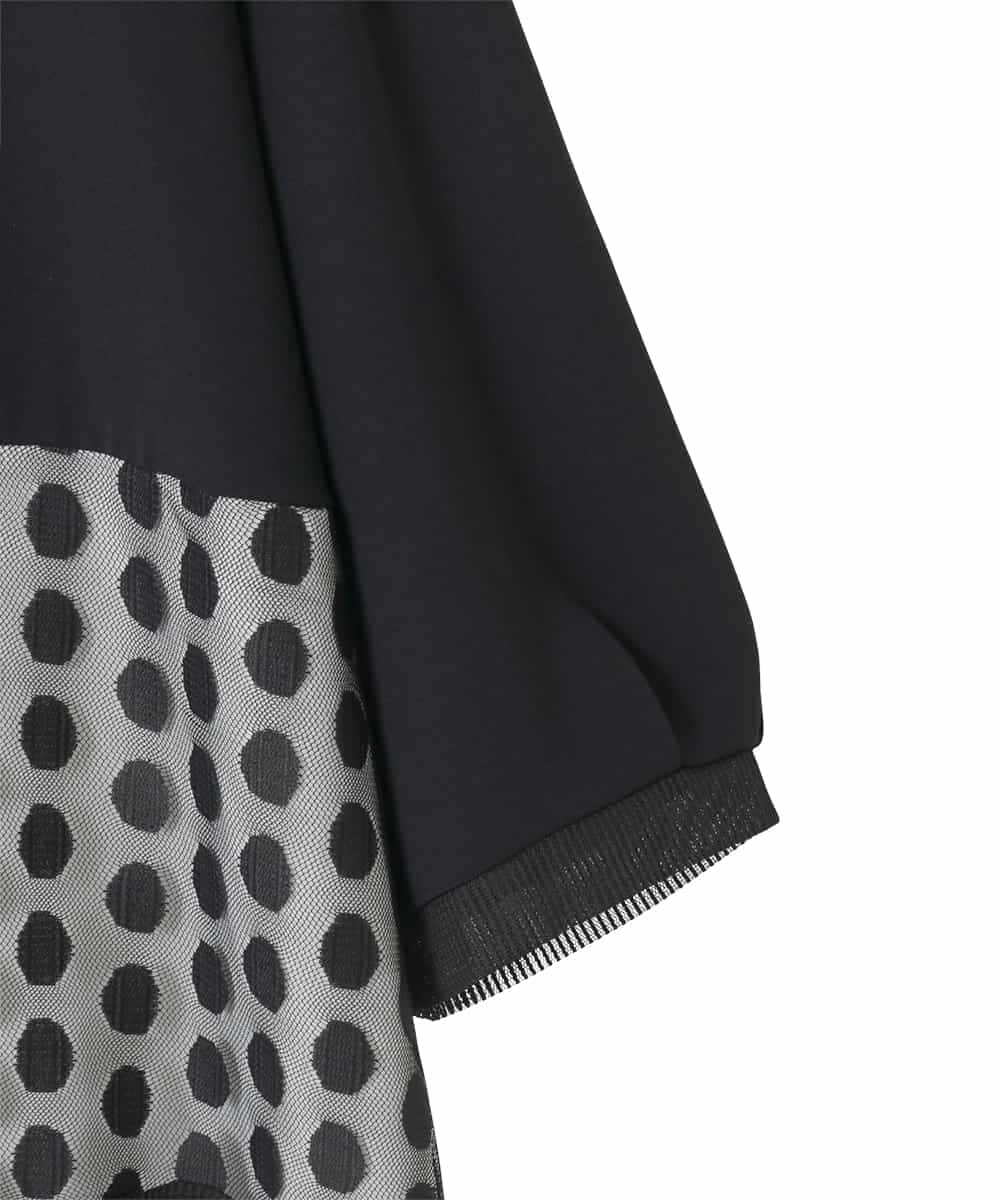 RLKJD09290 HIROKO BIS GRANDE(ヒロコ ビス グランデ) 【大きいサイズ】ドットメッシュレイヤードデザイントップス ブラック