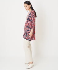 RLKJS01280 HIROKO BIS GRANDE(ヒロコ ビス グランデ) 【洗濯機で洗える】フラワーモチーフAラインチュニック レッド