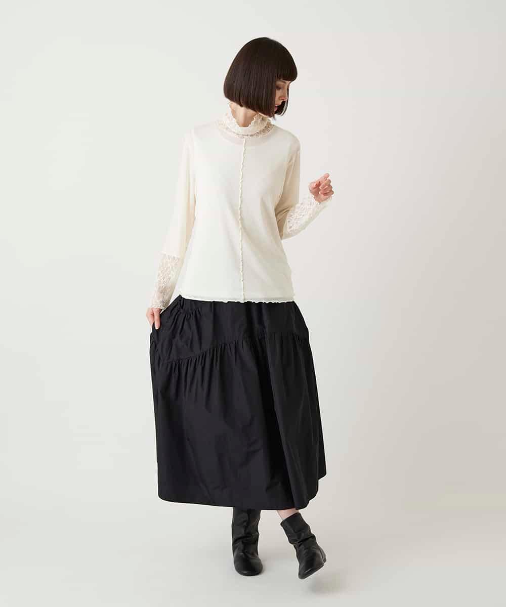 RLKLE25190 HIROKO BIS GRANDE(ヒロコ ビス グランデ) 【大きいサイズ/先行予約】レースジョイントストレッチプルオーバー アイボリー