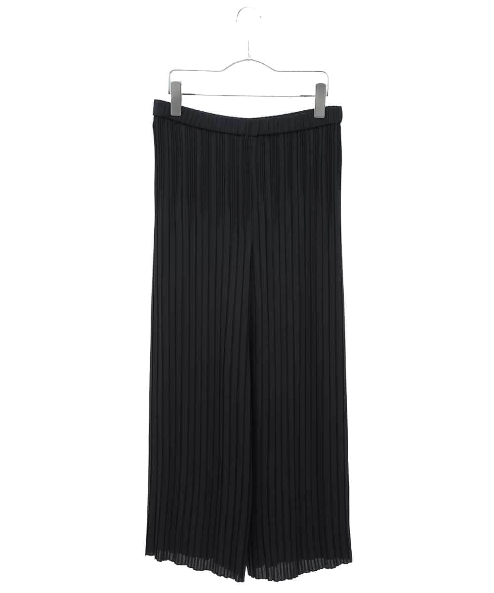 RLLAA03310 HIROKO BIS GRANDE(ヒロコ ビス グランデ) 【大きいサイズ】バックサテンジョーゼットプリーツパンツ /洗える /洗える ブラック