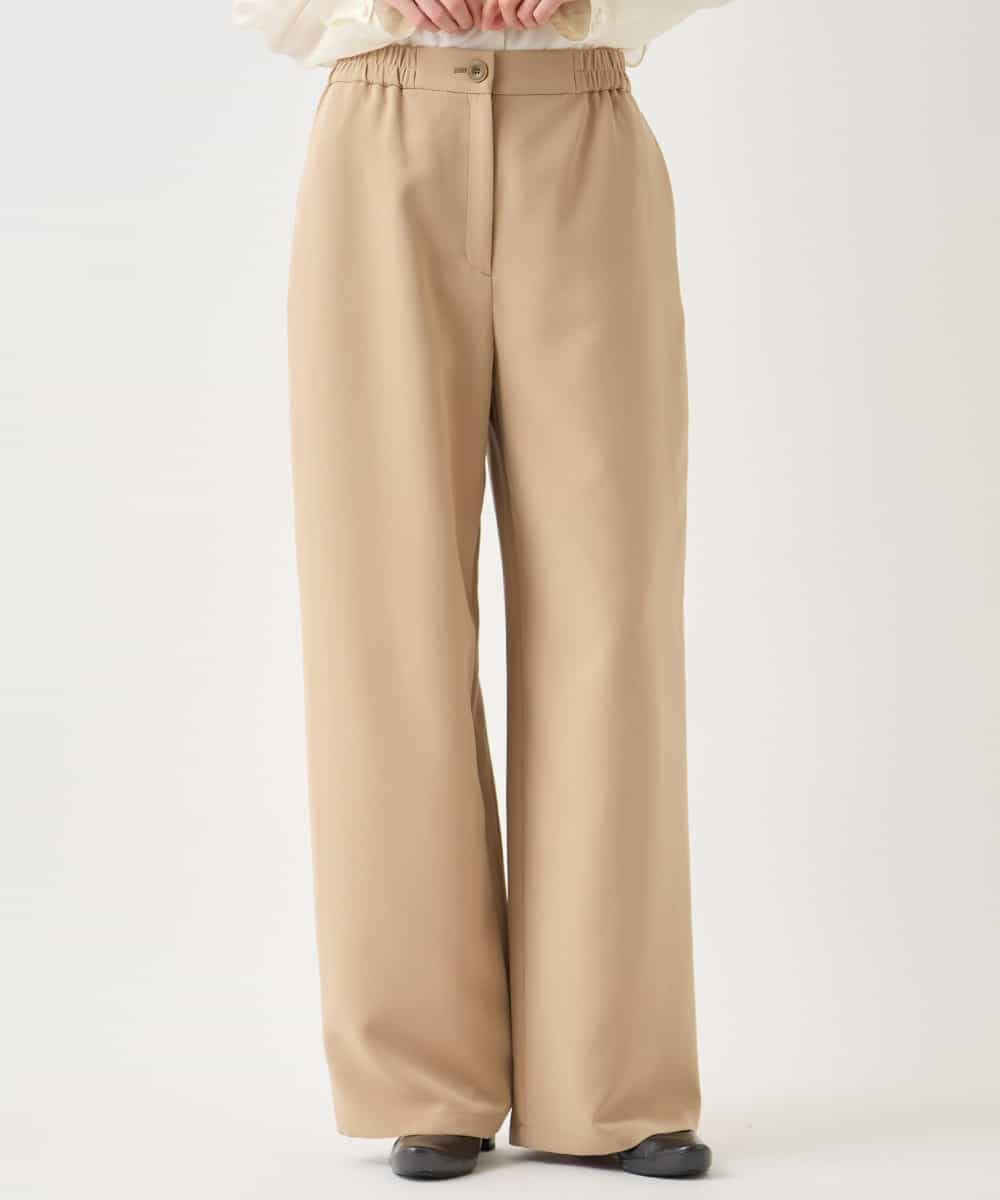 RLLAA32280 HIROKO BIS GRANDE(ヒロコ ビス グランデ) 【大きいサイズ】ダブルクロスワイドパンツ /洗える ベージュ