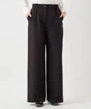 RLLAA32280 HIROKO BIS GRANDE(ヒロコ ビス グランデ) 【大きいサイズ】ダブルクロスワイドパンツ /洗える ブラック