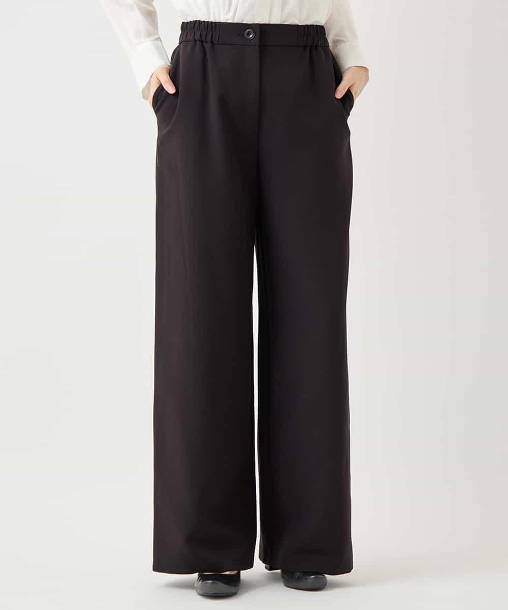 RLLAA32280 HIROKO BIS GRANDE(ヒロコ ビス グランデ) 【大きいサイズ】ダブルクロスワイドパンツ /洗える ブラック
