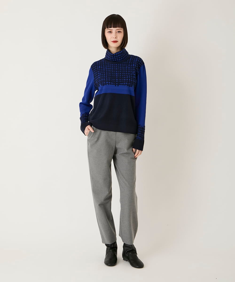 RLLAE20250 HIROKO BIS GRANDE(ヒロコ ビス グランデ) 【大きいサイズ】両面起毛デザインプルオンパンツ /洗える グレー