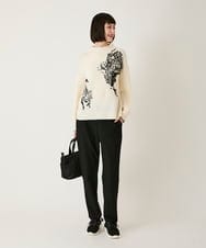 RLLAE20250 HIROKO BIS GRANDE(ヒロコ ビス グランデ) 【大きいサイズ】両面起毛デザインプルオンパンツ /洗える グレー