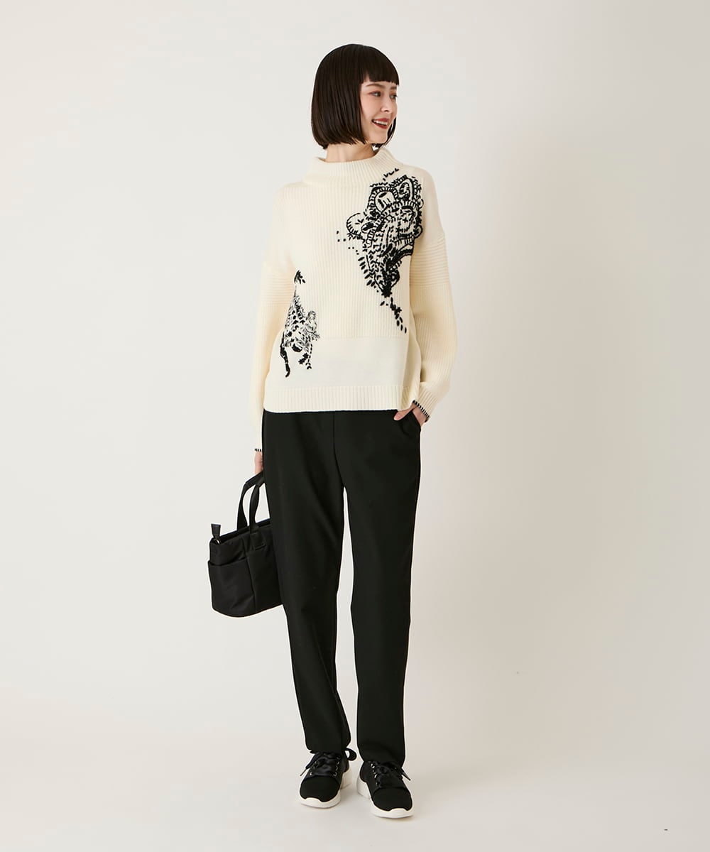 RLLAE20250 HIROKO BIS GRANDE(ヒロコ ビス グランデ) 【大きいサイズ】両面起毛デザインプルオンパンツ /洗える グレー