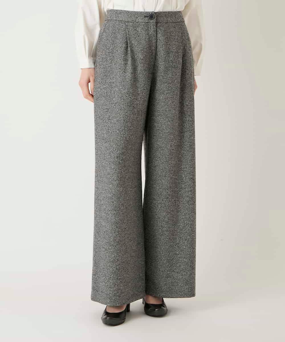 RLLAE21250 HIROKO BIS GRANDE(ヒロコ ビス グランデ) ネップツイードワイドプルオンパンツ ネイビー