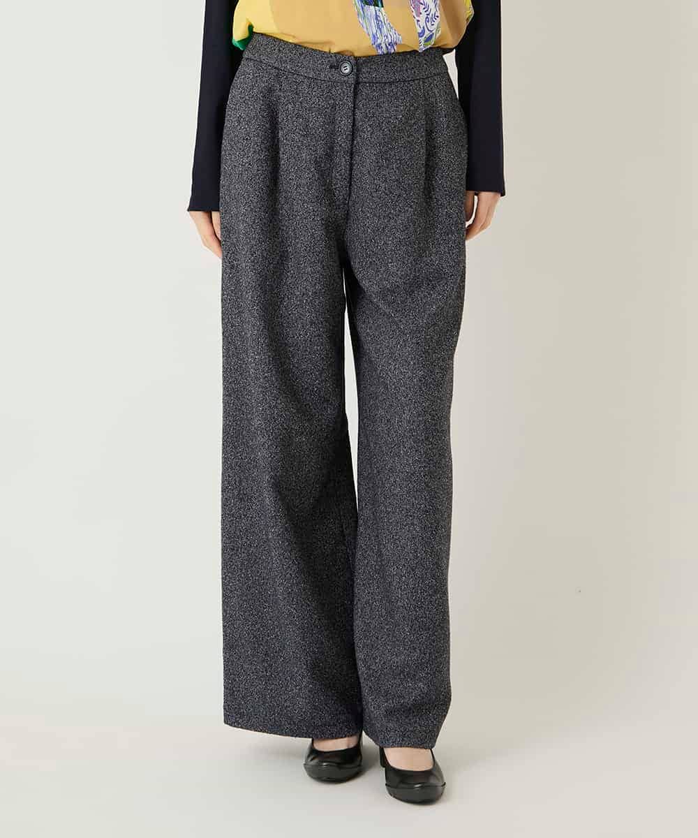 RLLAE21250 HIROKO BIS GRANDE(ヒロコ ビス グランデ) ネップツイードワイドプルオンパンツ ネイビー