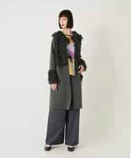 RLLAE21250 HIROKO BIS GRANDE(ヒロコ ビス グランデ) ネップツイードワイドプルオンパンツ ネイビー