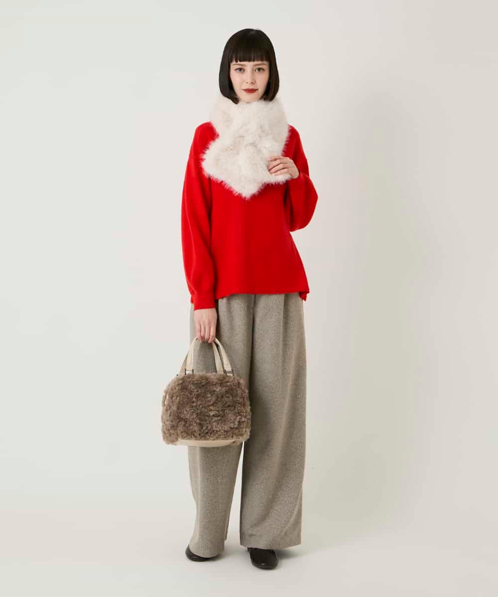 RLLAE21250 HIROKO BIS GRANDE(ヒロコ ビス グランデ) ネップツイードワイドプルオンパンツ ネイビー