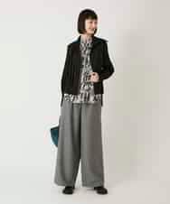 RLLAE21250 HIROKO BIS GRANDE(ヒロコ ビス グランデ) ネップツイードワイドプルオンパンツ ネイビー