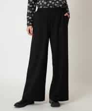 RLLAF30250 HIROKO BIS GRANDE(ヒロコ ビス グランデ) 【大きいサイズ/アルガンオイル加工】ストレッチワイドパンツ ブラック