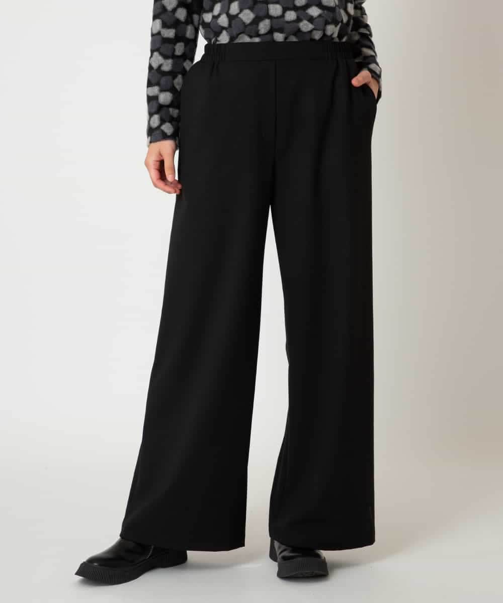 RLLAF30250 HIROKO BIS GRANDE(ヒロコ ビス グランデ) 【大きいサイズ/アルガンオイル加工】ストレッチワイドパンツ ブラック