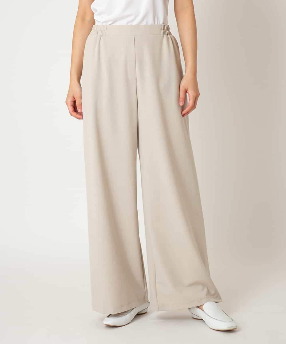 RLLAF30250 HIROKO BIS GRANDE(ヒロコ ビス グランデ) 【大きいサイズ/アルガンオイル加工】ストレッチワイドパンツ ブラック