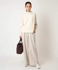 RLLAF30250 HIROKO BIS GRANDE(ヒロコ ビス グランデ) 【大きいサイズ/アルガンオイル加工】ストレッチワイドパンツ ブラック