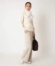 RLLAF30250 HIROKO BIS GRANDE(ヒロコ ビス グランデ) 【大きいサイズ/アルガンオイル加工】ストレッチワイドパンツ ブラック