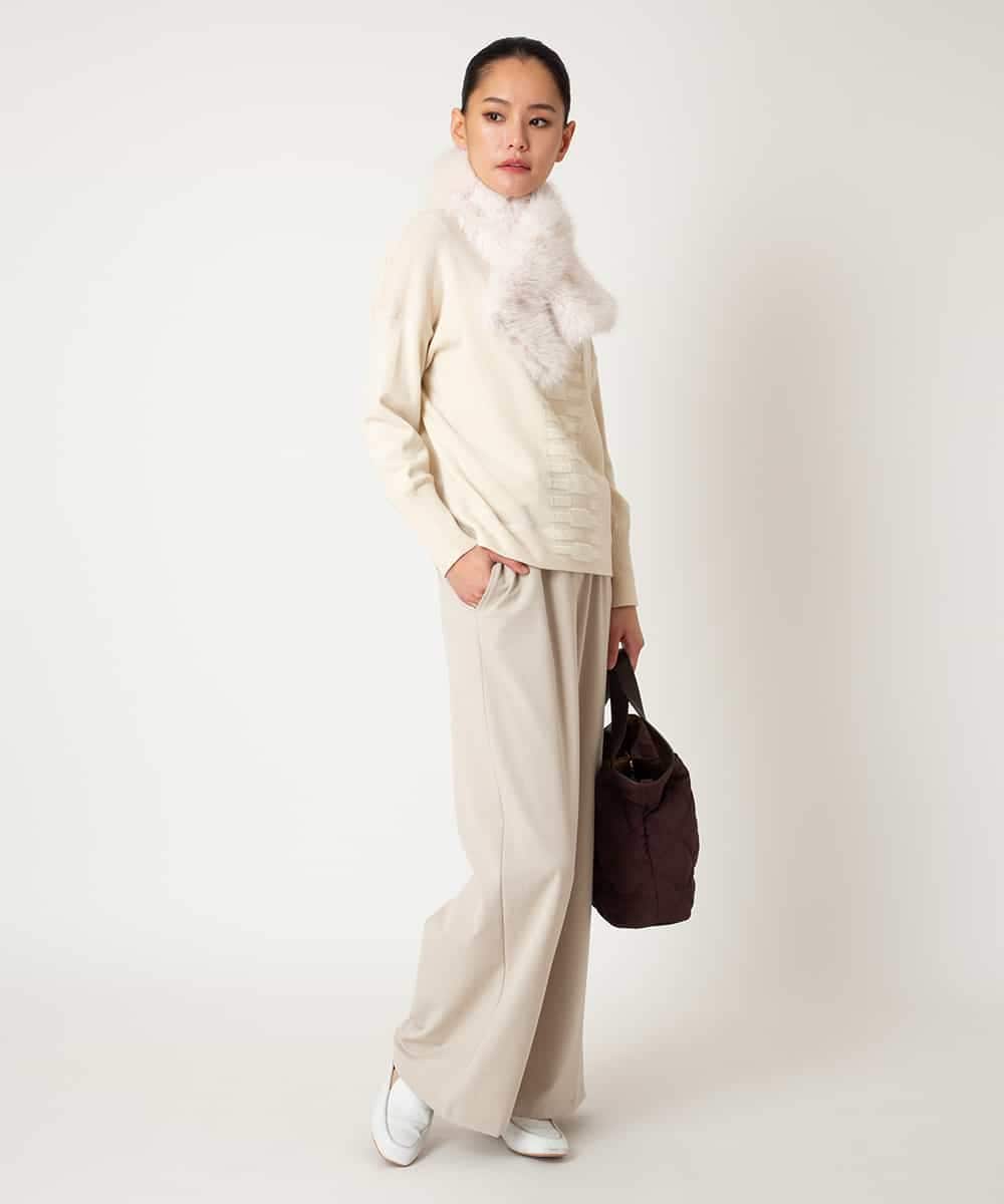 RLLAF30250 HIROKO BIS GRANDE(ヒロコ ビス グランデ) 【大きいサイズ/アルガンオイル加工】ストレッチワイドパンツ ブラック