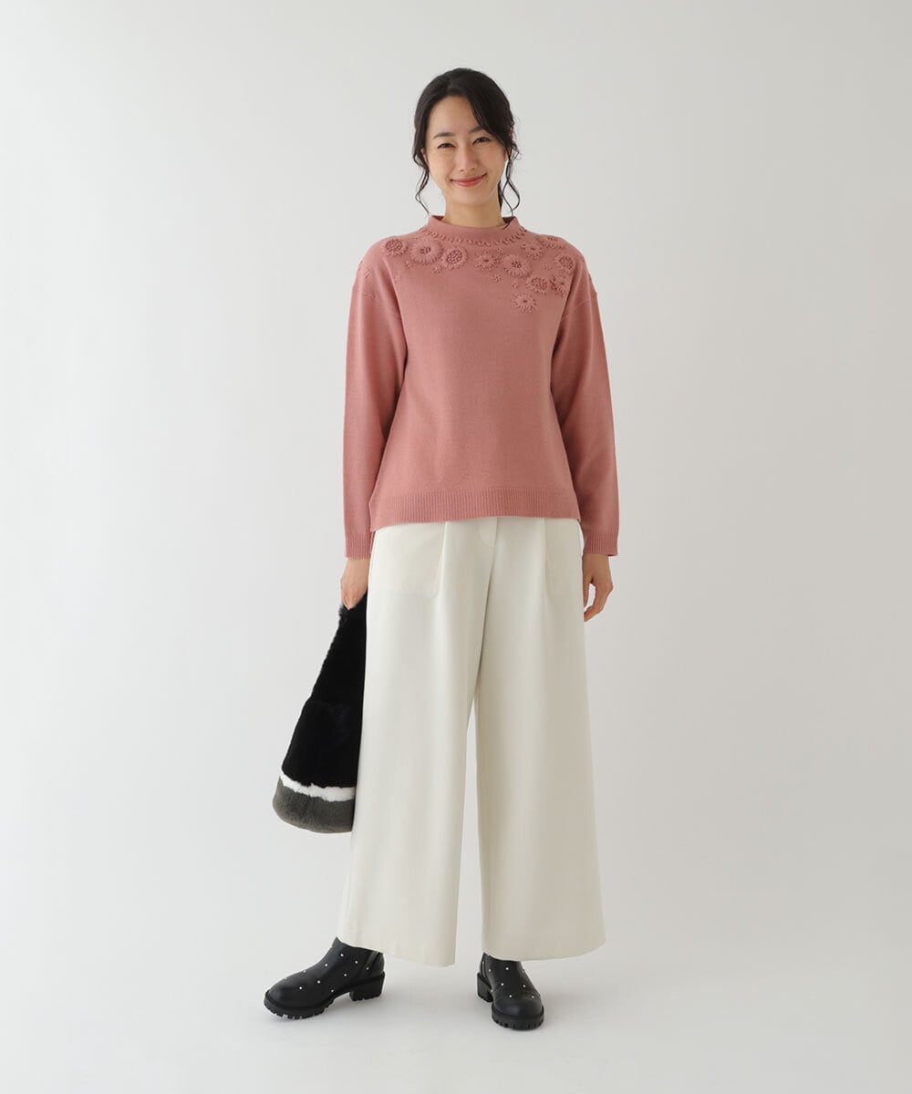 RLLAU41290 HIROKO BIS GRANDE(ヒロコ ビス グランデ) 【洗濯機で洗える】起毛ストレッチフレアシルエットパンツ アイボリー