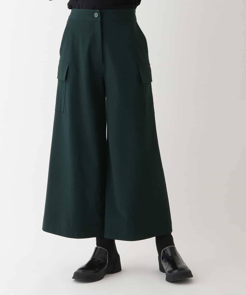 RLLAV20280 HIROKO BIS GRANDE(ヒロコ ビス グランデ) 【洗える】カーゴポケットデザインワイドパンツ グリーン