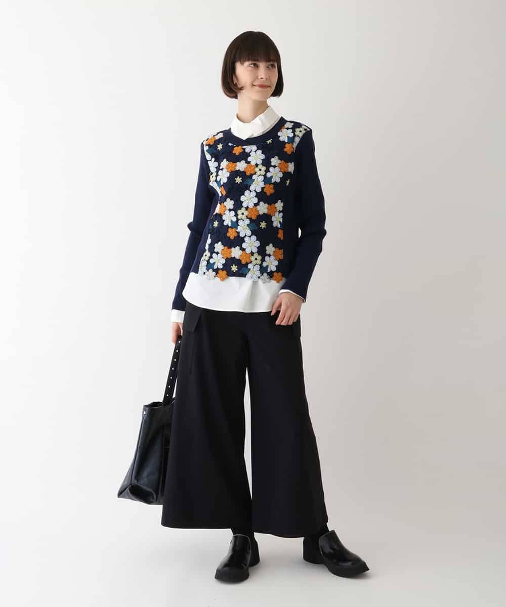 RLLAV20280 HIROKO BIS GRANDE(ヒロコ ビス グランデ) 【洗える】カーゴポケットデザインワイドパンツ グリーン