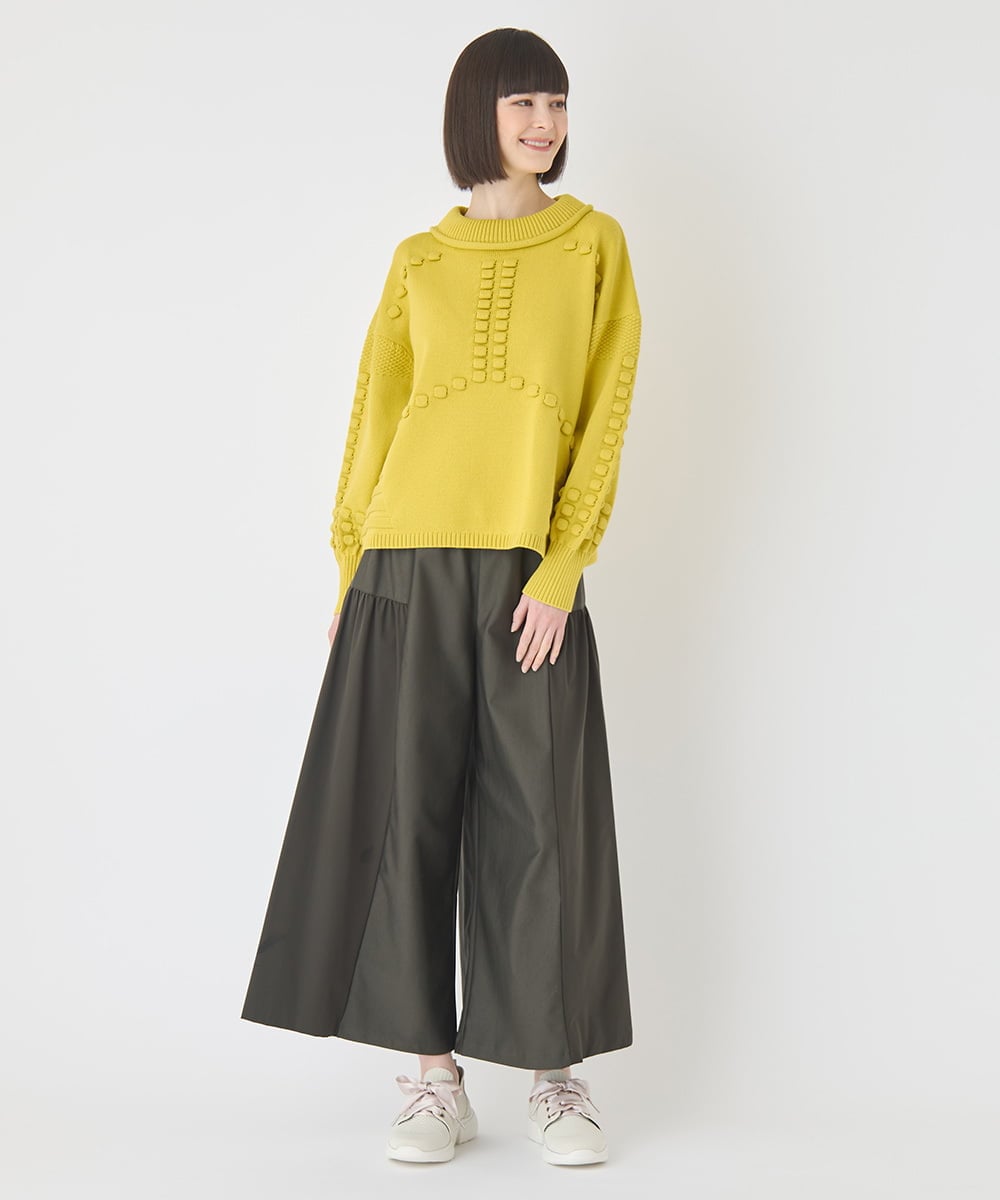 RLLCE01200 HIROKO BIS GRANDE(ヒロコ ビス グランデ) 【大きいサイズ/日本製】エアシルキー切り替えギャザーパンツ グレー