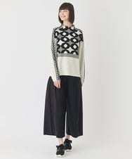 RLLCE01200 HIROKO BIS GRANDE(ヒロコ ビス グランデ) 【大きいサイズ/日本製】エアシルキー切り替えギャザーパンツ グレー