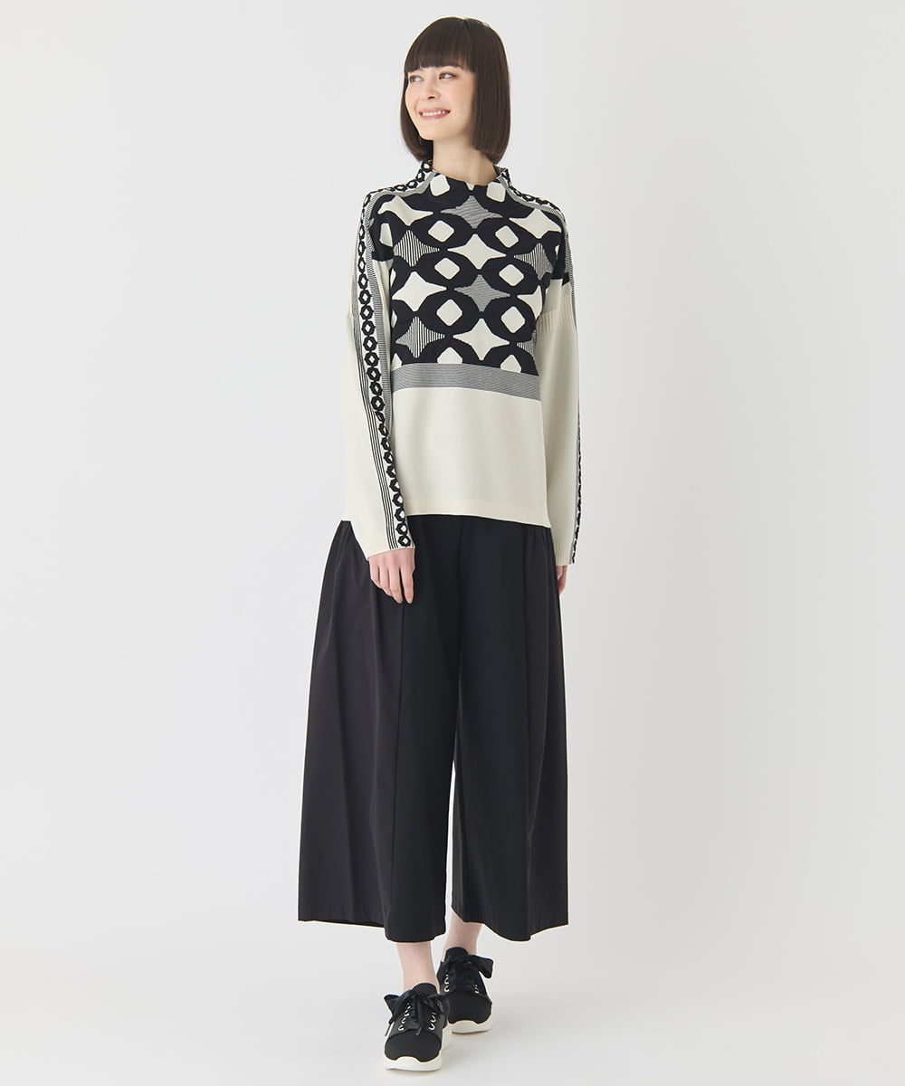 RLLCE01200 HIROKO BIS GRANDE(ヒロコ ビス グランデ) 【大きいサイズ/日本製】エアシルキー切り替えギャザーパンツ グレー