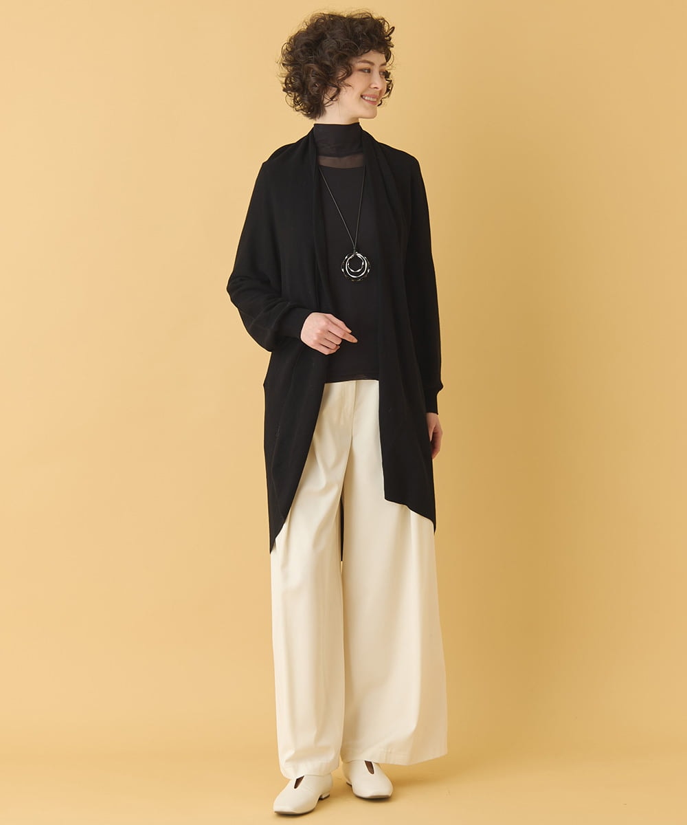 大きいサイズ】フロントタックフレアワイドパンツ /洗える(ガウチョ