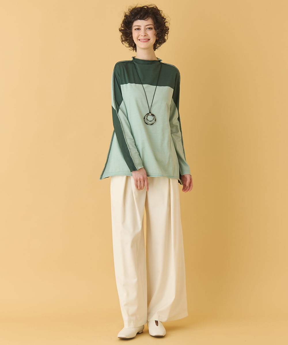 大きいサイズ】フロントタックフレアワイドパンツ /洗える(ガウチョ