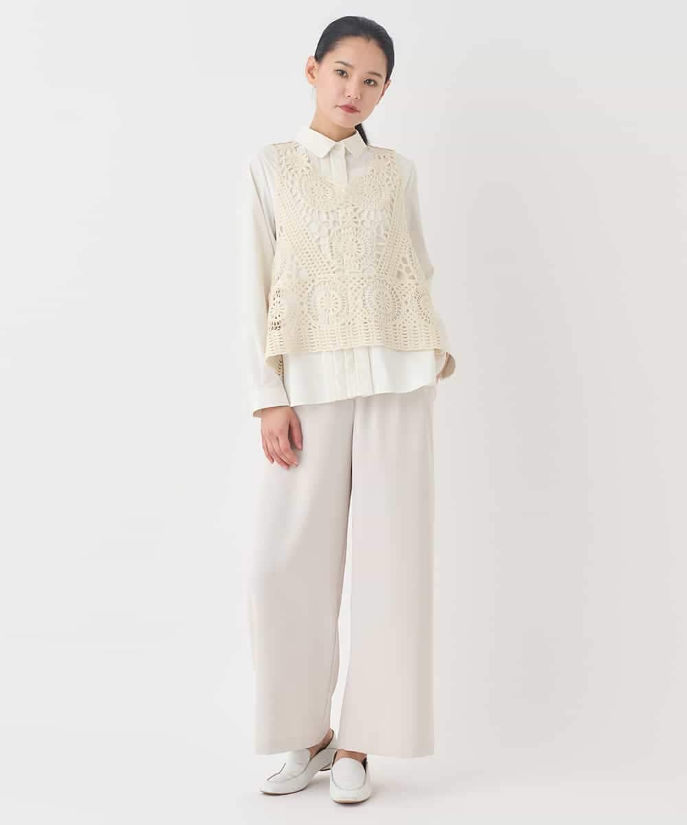 RLLDD04310 HIROKO BIS GRANDE(ヒロコ ビス グランデ) 【大きいサイズ】ナチュラルストレッチスラックス ベージュ