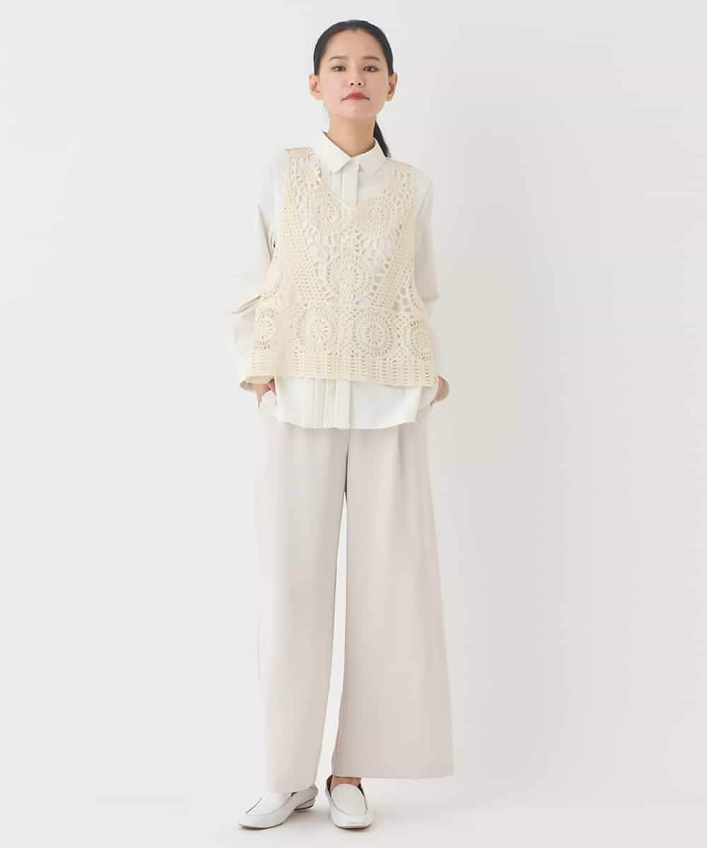 RLLDD04310 HIROKO BIS GRANDE(ヒロコ ビス グランデ) 【大きいサイズ】ナチュラルストレッチスラックス ベージュ