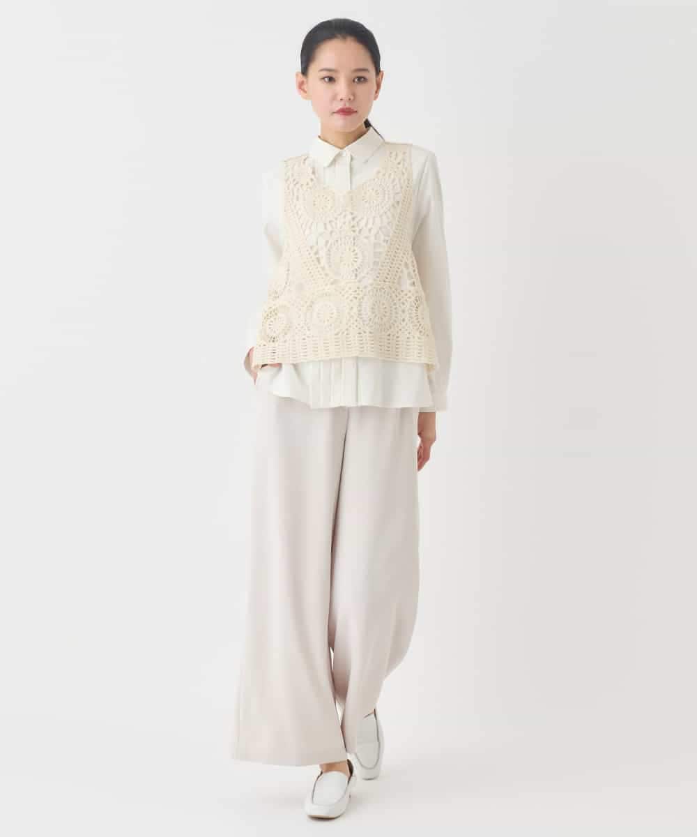 RLLDD04310 HIROKO BIS GRANDE(ヒロコ ビス グランデ) 【大きいサイズ】ナチュラルストレッチスラックス ベージュ