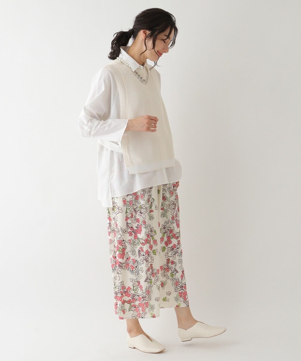 RLLDS25360 HIROKO BIS GRANDE(ヒロコ ビス グランデ) 【洗える】花柄フレアパンツ ライトブルー