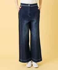 RLLED12270 HIROKO BIS GRANDE(ヒロコ ビス グランデ) 【大きいサイズ】ステッチポイントストレッチデニムパンツ /洗濯機で洗える ネイビー