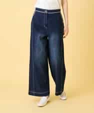 RLLED12270 HIROKO BIS GRANDE(ヒロコ ビス グランデ) 【大きいサイズ】ステッチポイントストレッチデニムパンツ /洗濯機で洗える ネイビー