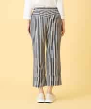 RLLED16290 HIROKO BIS GRANDE(ヒロコ ビス グランデ) 【大きいサイズ】ストライプクロップドパンツ /洗える ネイビー