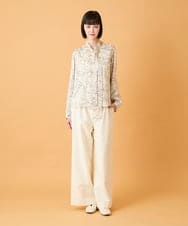 RLLED46350 HIROKO BIS GRANDE(ヒロコ ビス グランデ) 【大きいサイズ】ジャカードストレートパンツ /洗える ダークグレー