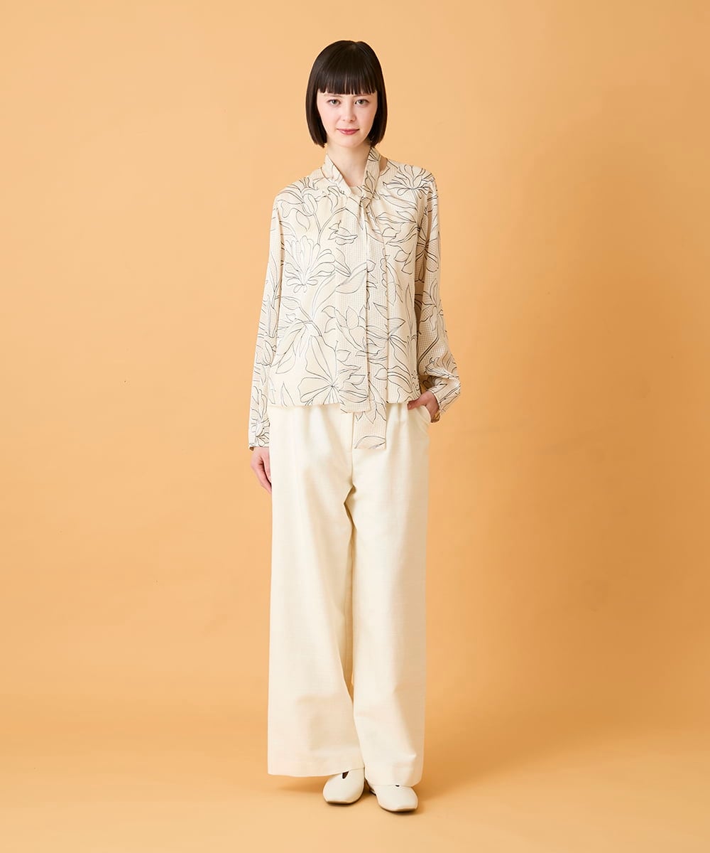 RLLED46350 HIROKO BIS GRANDE(ヒロコ ビス グランデ) 【大きいサイズ】ジャカードストレートパンツ /洗える ダークグレー