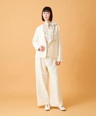 RLLED46350 HIROKO BIS GRANDE(ヒロコ ビス グランデ) 【大きいサイズ】ジャカードストレートパンツ /洗える ダークグレー